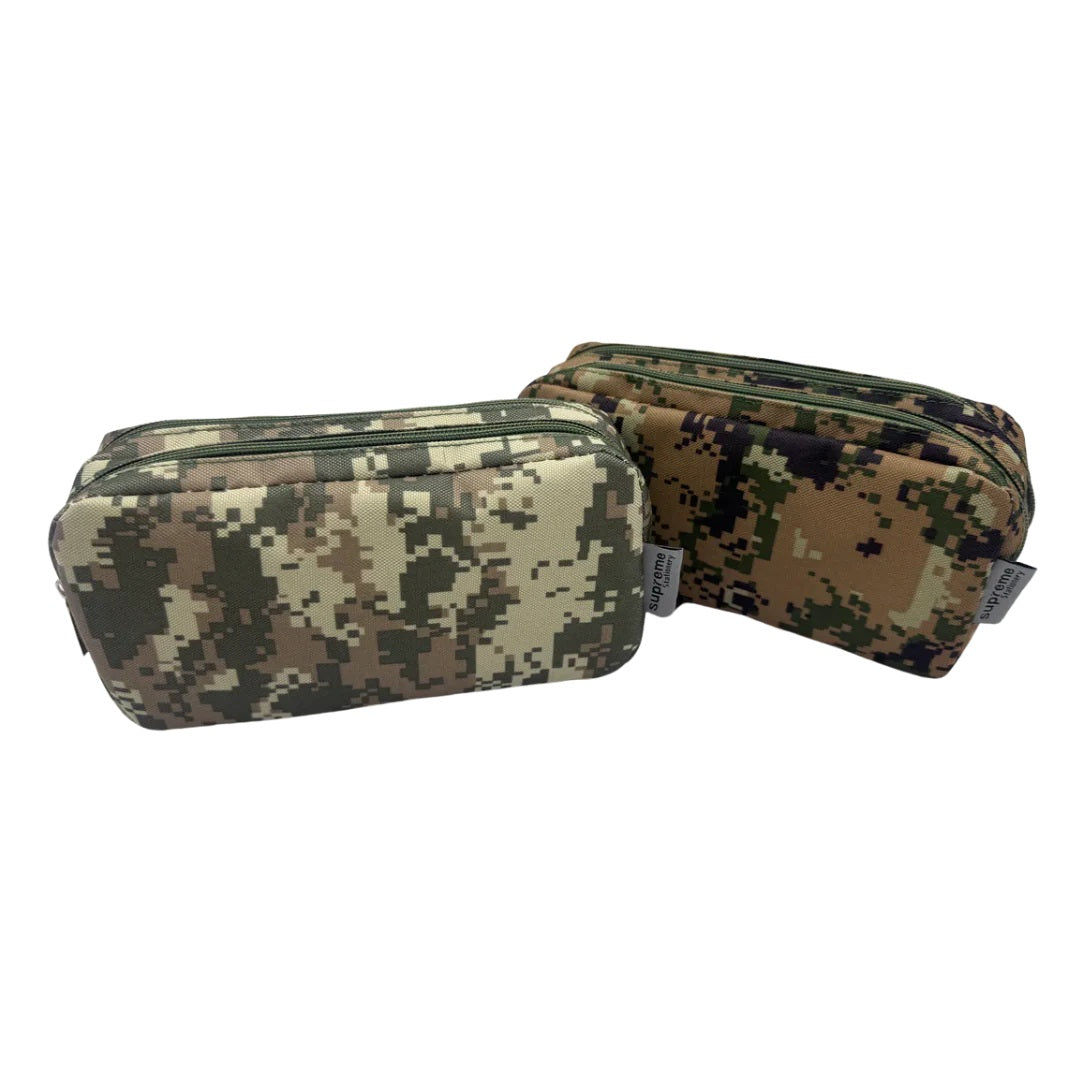 Pencil Case - Pixel Camo Pattern with Double Zip