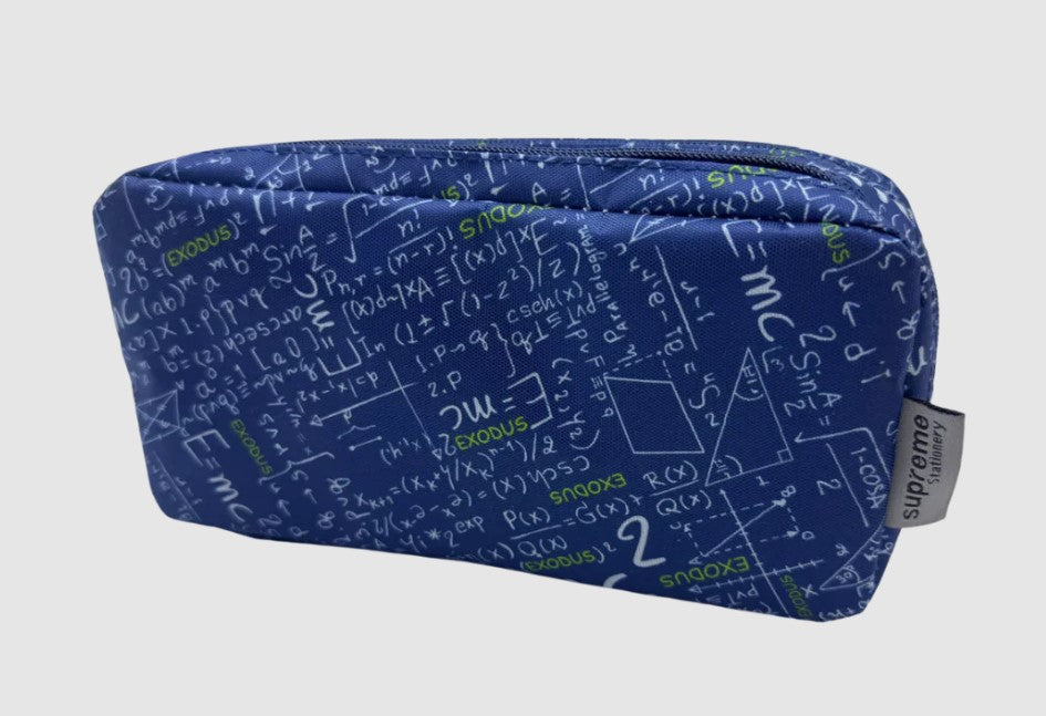 Pencil Case - Maths Equations Pattern with Double Zip