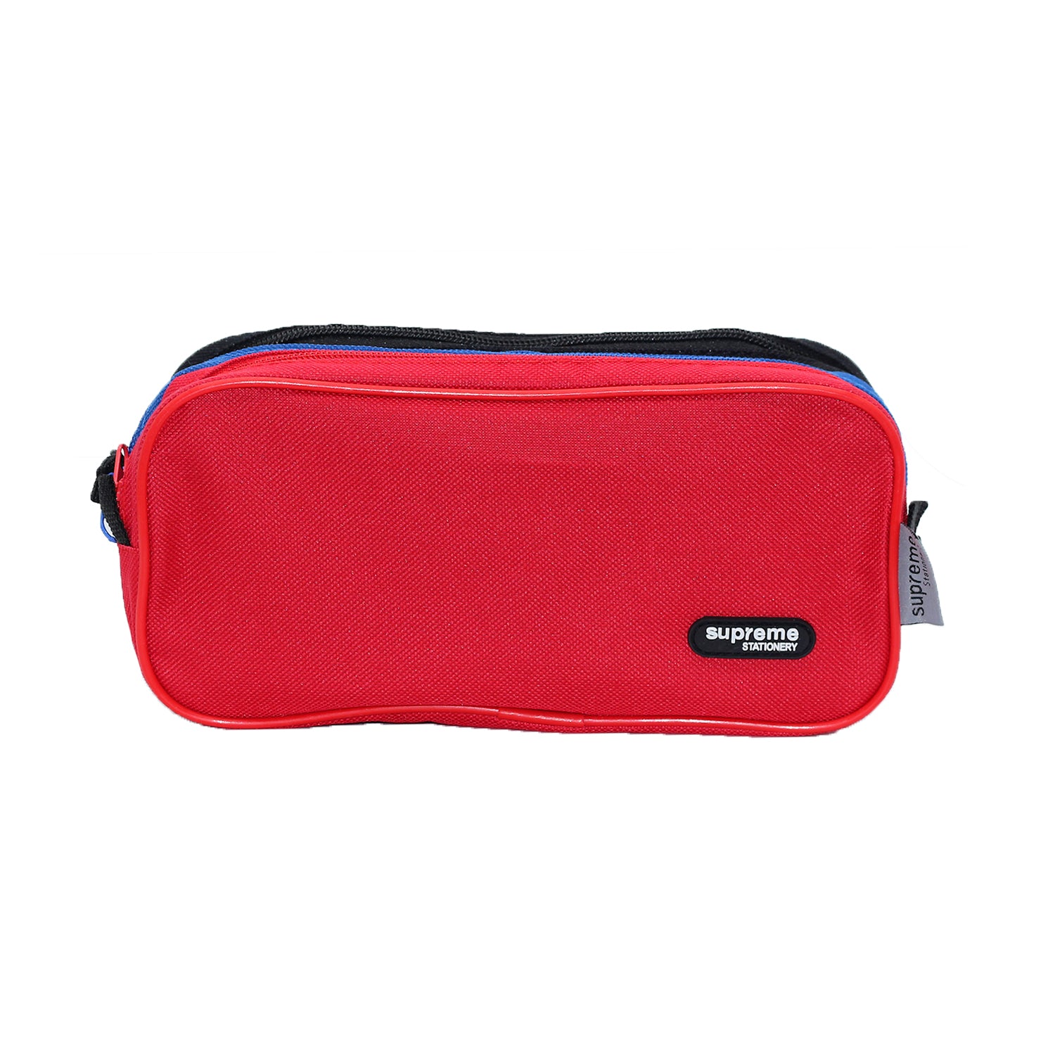 Pencil Case - Three Compartment Zip in Red Multi-Colour