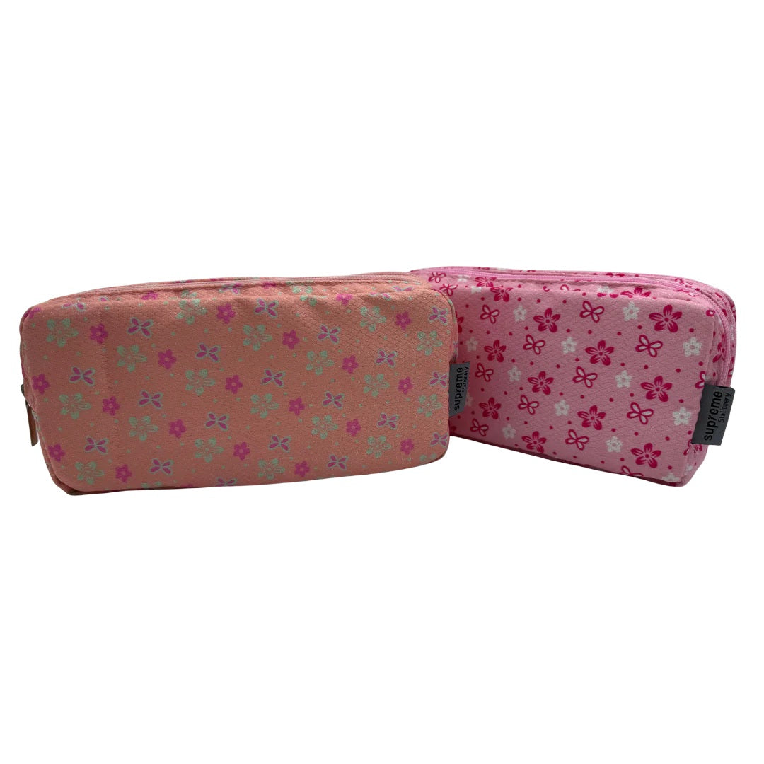 Pencil Case - Three Compartment with Colourful Floral Pattern