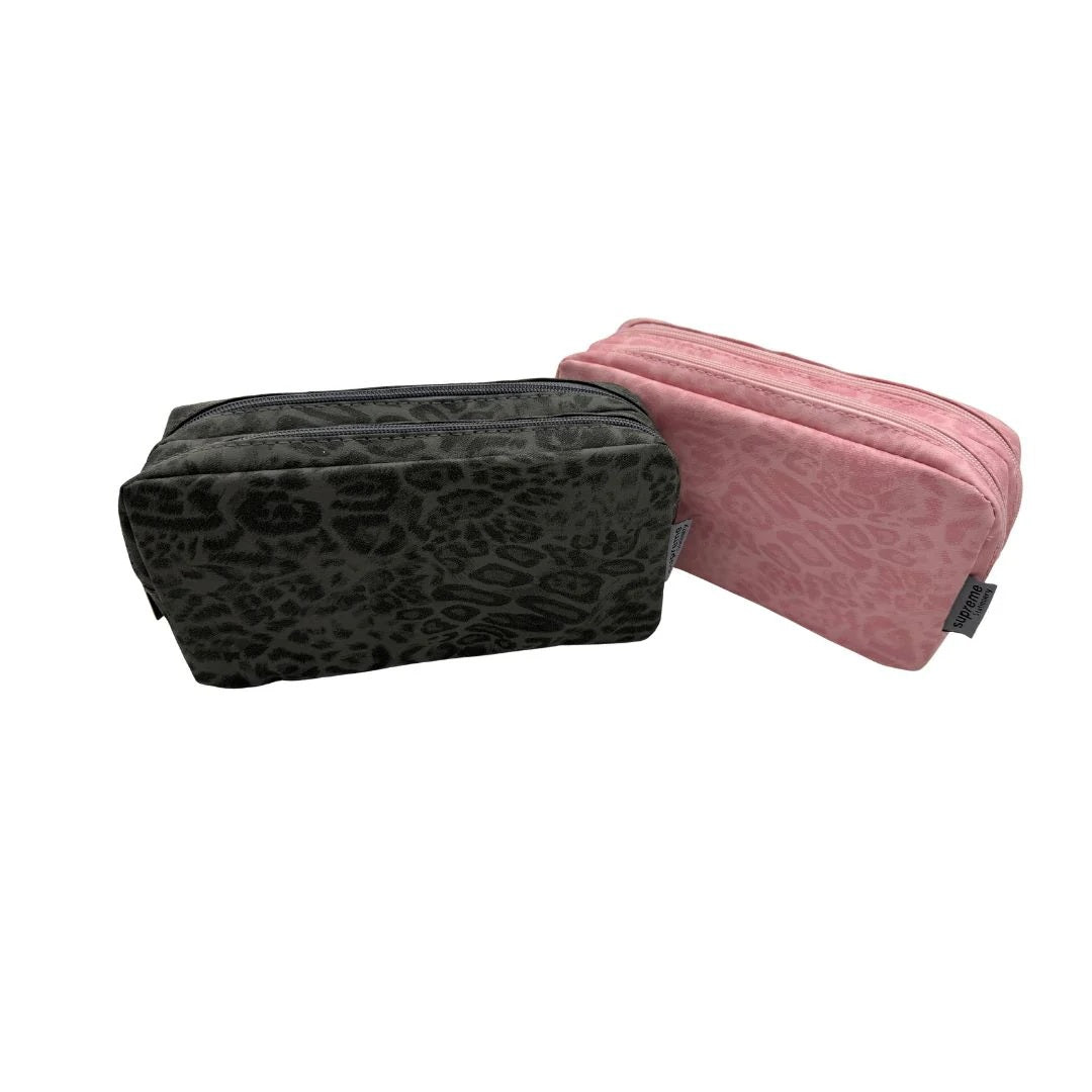 Pencil Case - Three Compartment with Leopard Pattern
