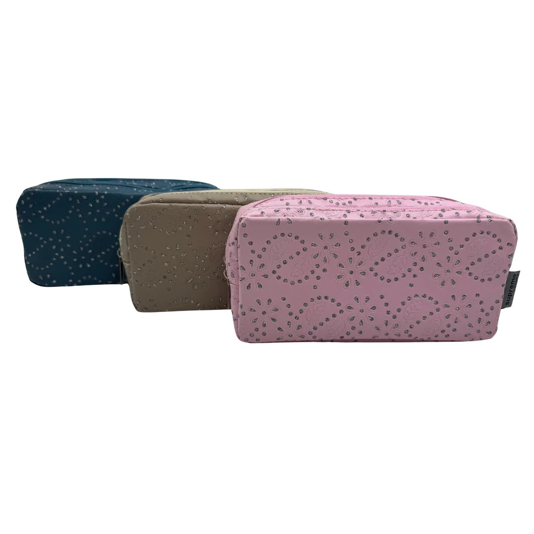 Pencil Case - Gltter Dot Pattern with Double Zip