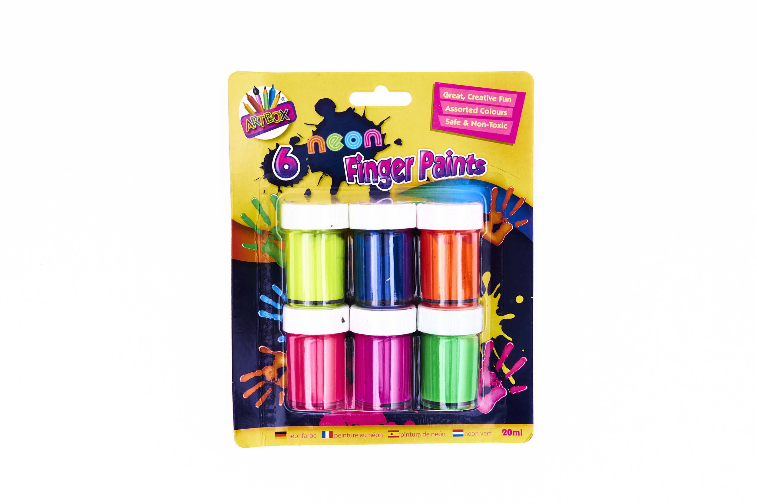 Neon Finger Paint Pots 20ML 6 Pack - Bookstation